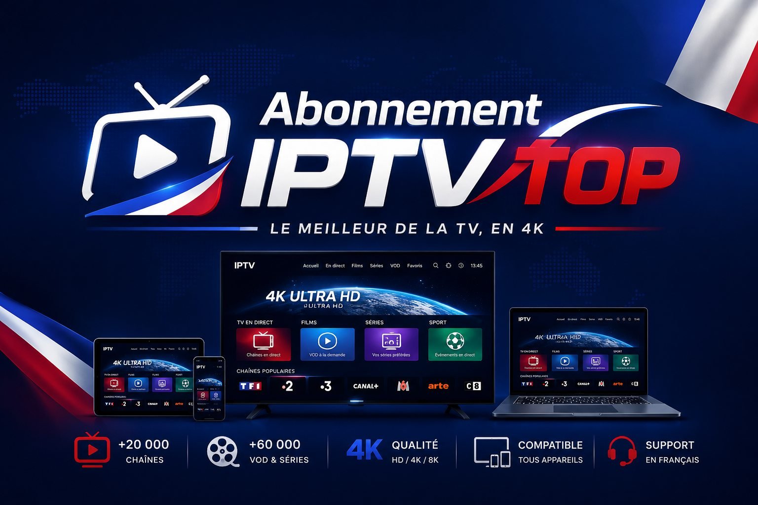 Abonnement IPTV disponible sur télévision, ordinateur, tablette et téléphone
